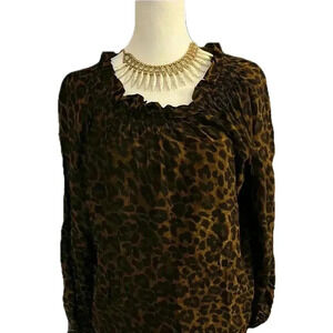 Talbots Leopard Print Blouse Size Medium Animal Print Top